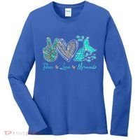 Peace Love Mermaids Mermaid Lover Funny Gift Funny Gift Women's Long Sleeve Shirt thumb 0