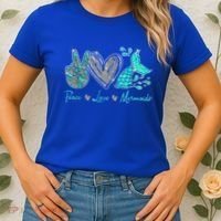 Peace Love Mermaids Mermaid Lover Funny Gift Funny Gift Women's T-Shirt thumb 2