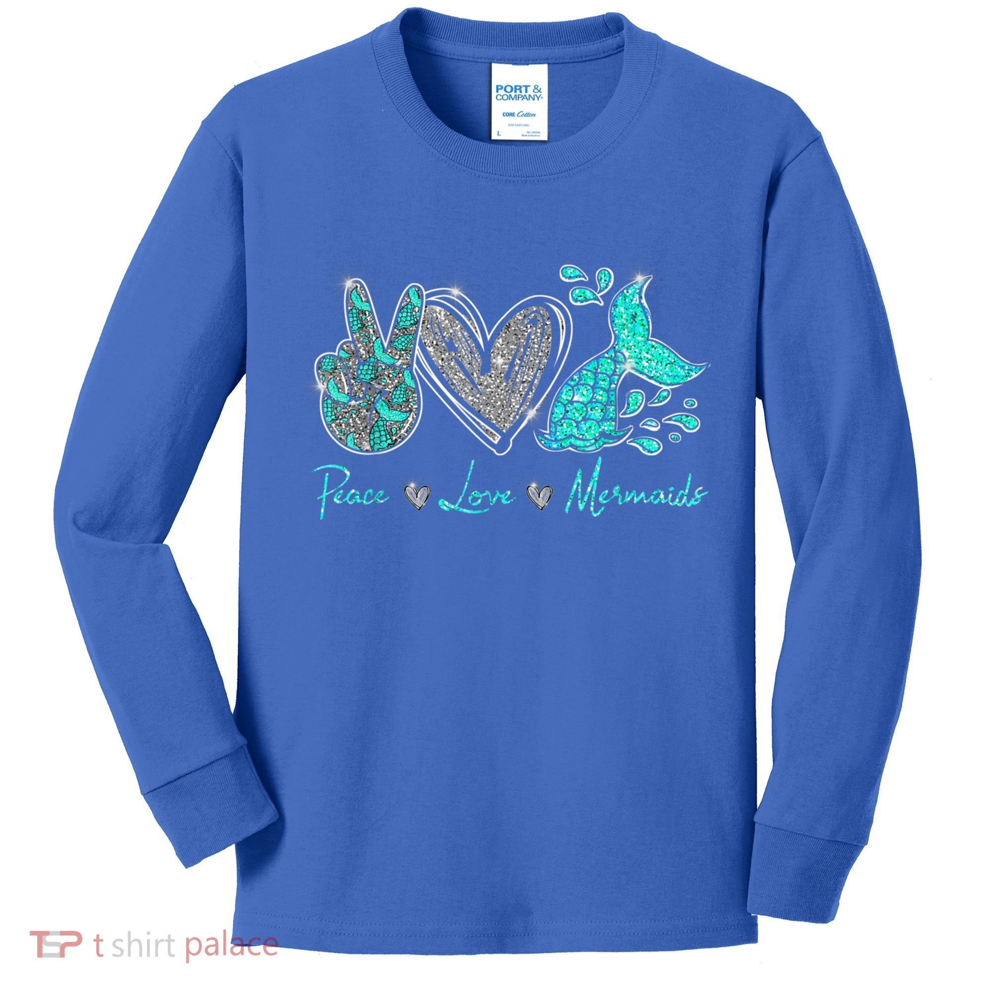 Peace Love Mermaids Mermaid Lover Funny Gift Funny Gift Kids Long Sleeve Shirt
