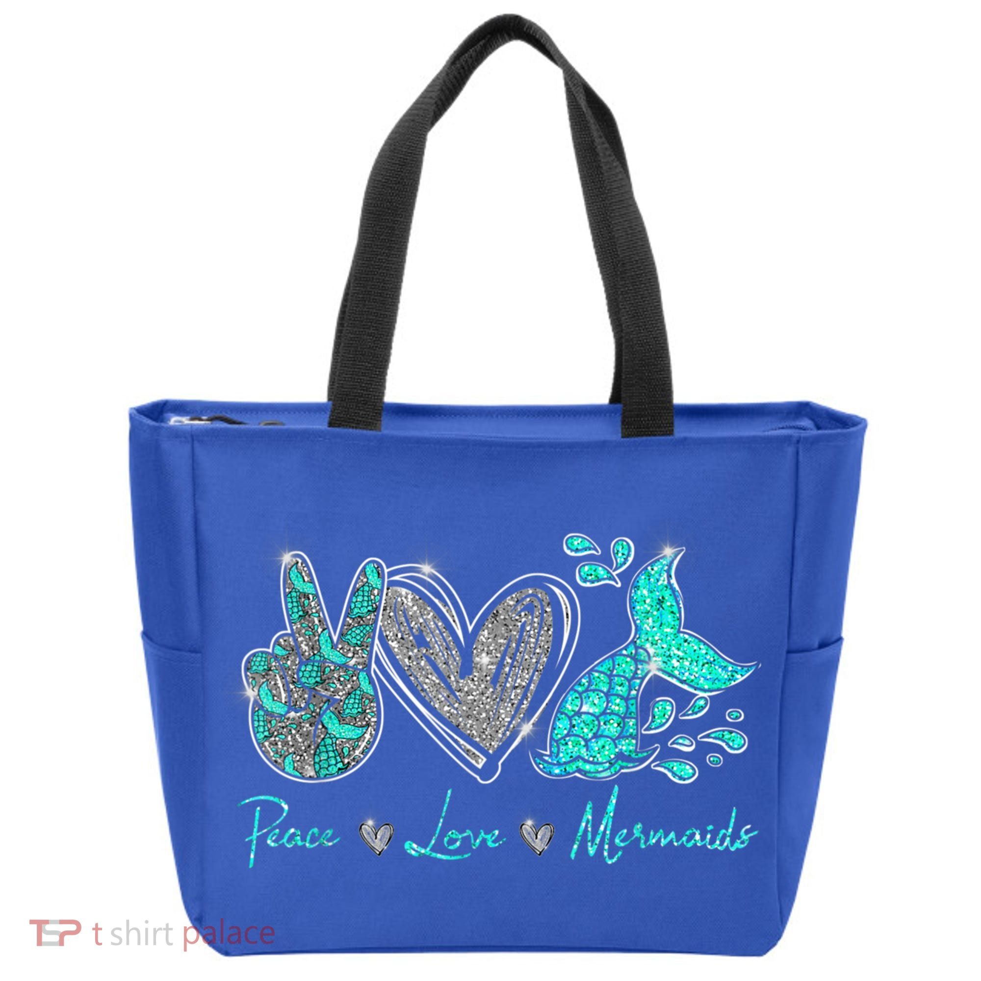 Peace Love Mermaids Mermaid Lover Funny Gift Funny Gift Tote Bag