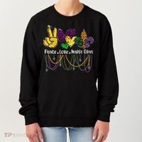 Peace Love Mardi Gras Beads For Women Carnival Parade Women's Sweatshirt thumb 0