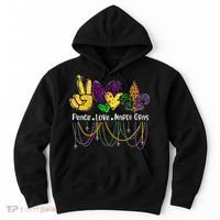Peace Love Mardi Gras Beads For Women Carnival Parade Hoodie thumb 0