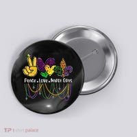 Peace Love Mardi Gras Beads For Women Carnival Parade Button thumb 0
