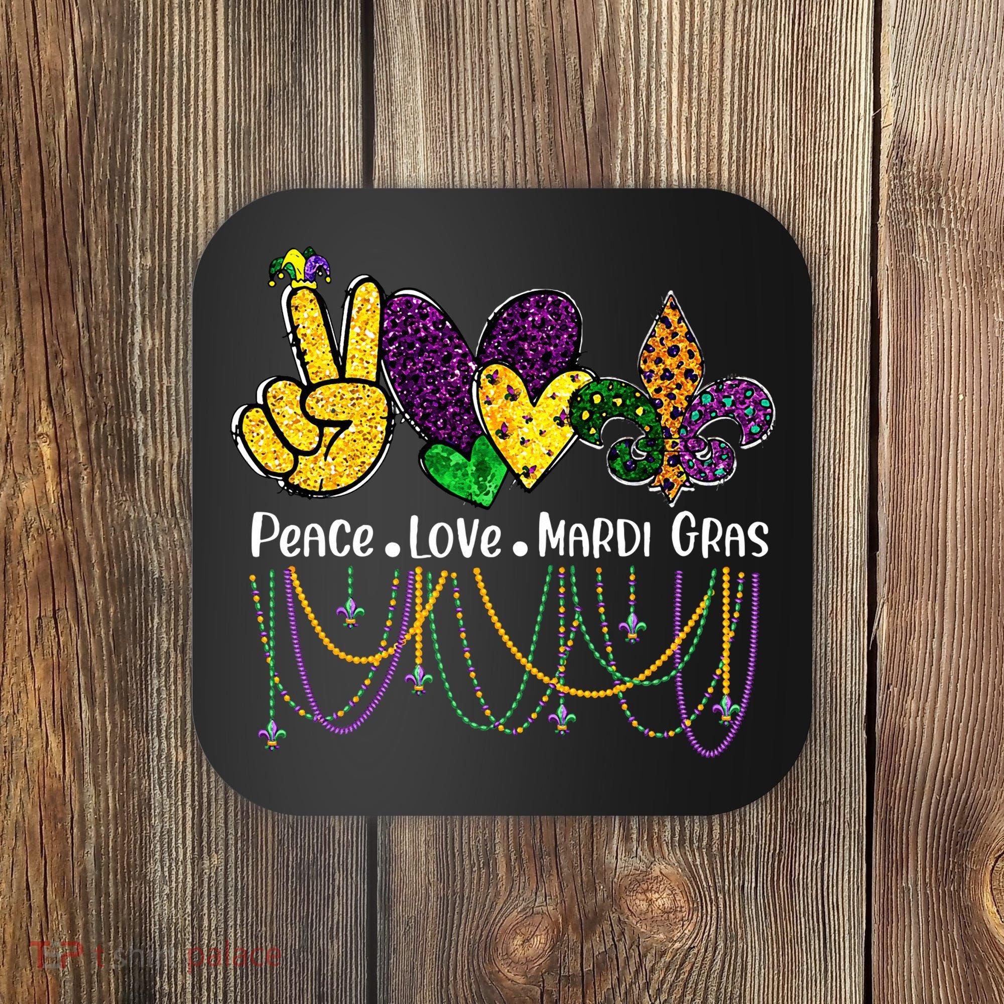 Peace Love Mardi Gras Beads For Women Carnival Parade Coaster