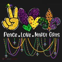 Peace Love Mardi Gras Beads For Women Carnival Parade Women's Hoodie thumb 2