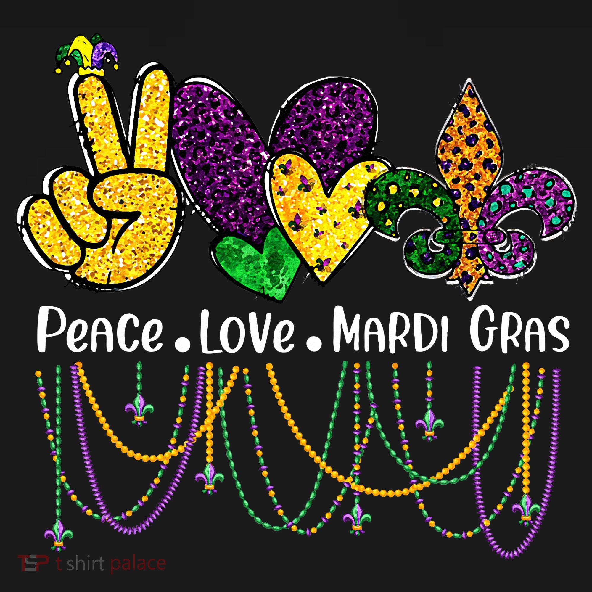 Peace Love Mardi Gras Beads For Women Carnival Parade Women's Hoodie