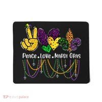 Peace Love Mardi Gras Beads For Women Carnival Parade Mousepad thumb 0