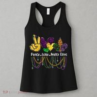 Peace Love Mardi Gras Beads For Women Carnival Parade Women's Tank Top thumb 3