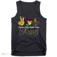 Peace Love Mardi Gras Beads For Women Carnival Parade Tank Top thumb 0