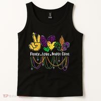 Peace Love Mardi Gras Beads For Women Carnival Parade Tank Top thumb 2