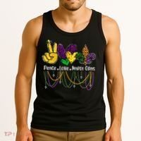 Peace Love Mardi Gras Beads For Women Carnival Parade Tank Top thumb 3
