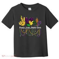 Peace Love Mardi Gras Beads For Women Carnival Parade Toddler T-Shirt thumb 0