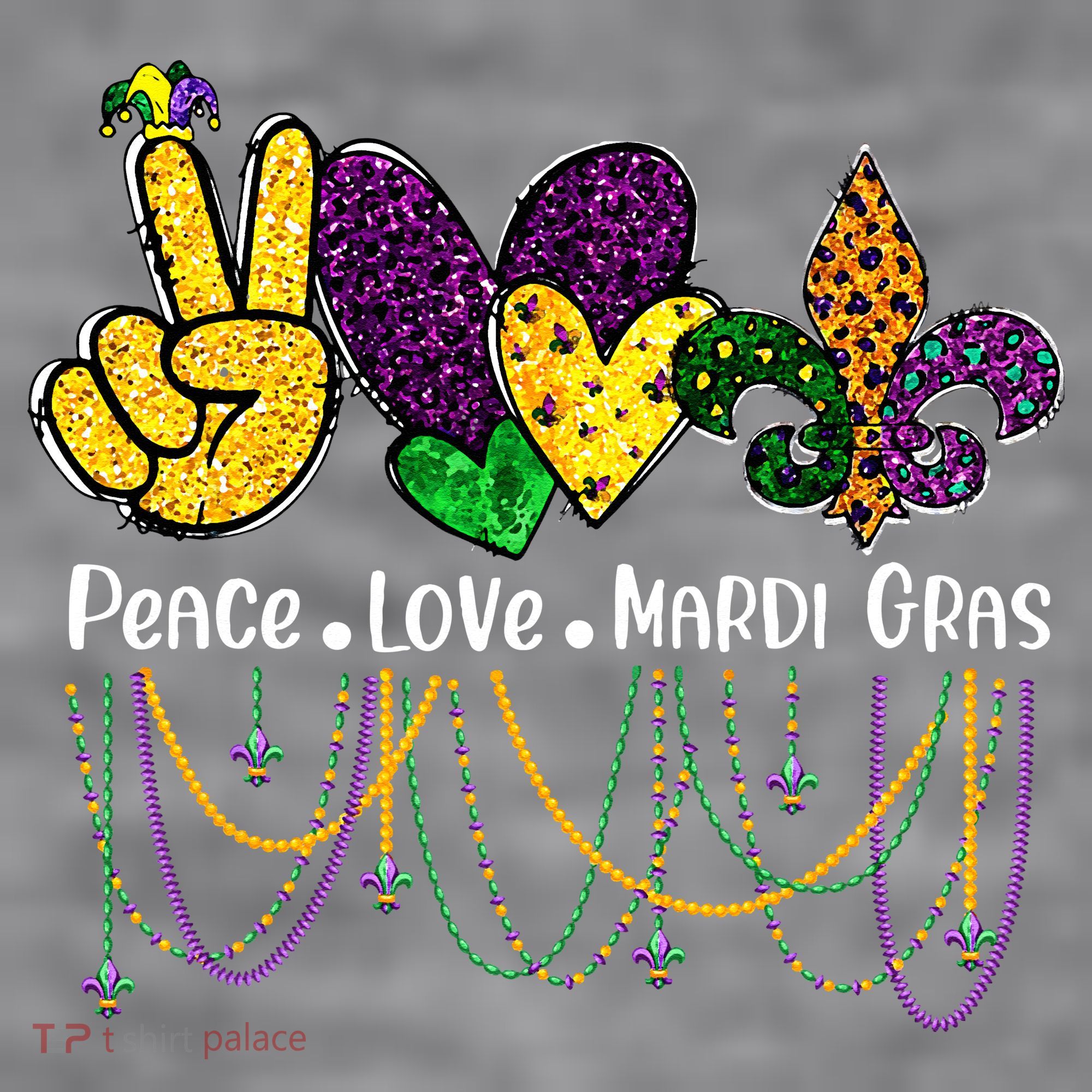 Peace Love Mardi Gras Beads For Women Carnival Parade Women's Racerback Cropped Tank