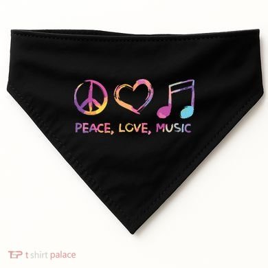 Peace Love Music Hippie USA-Made Doggie Bandana