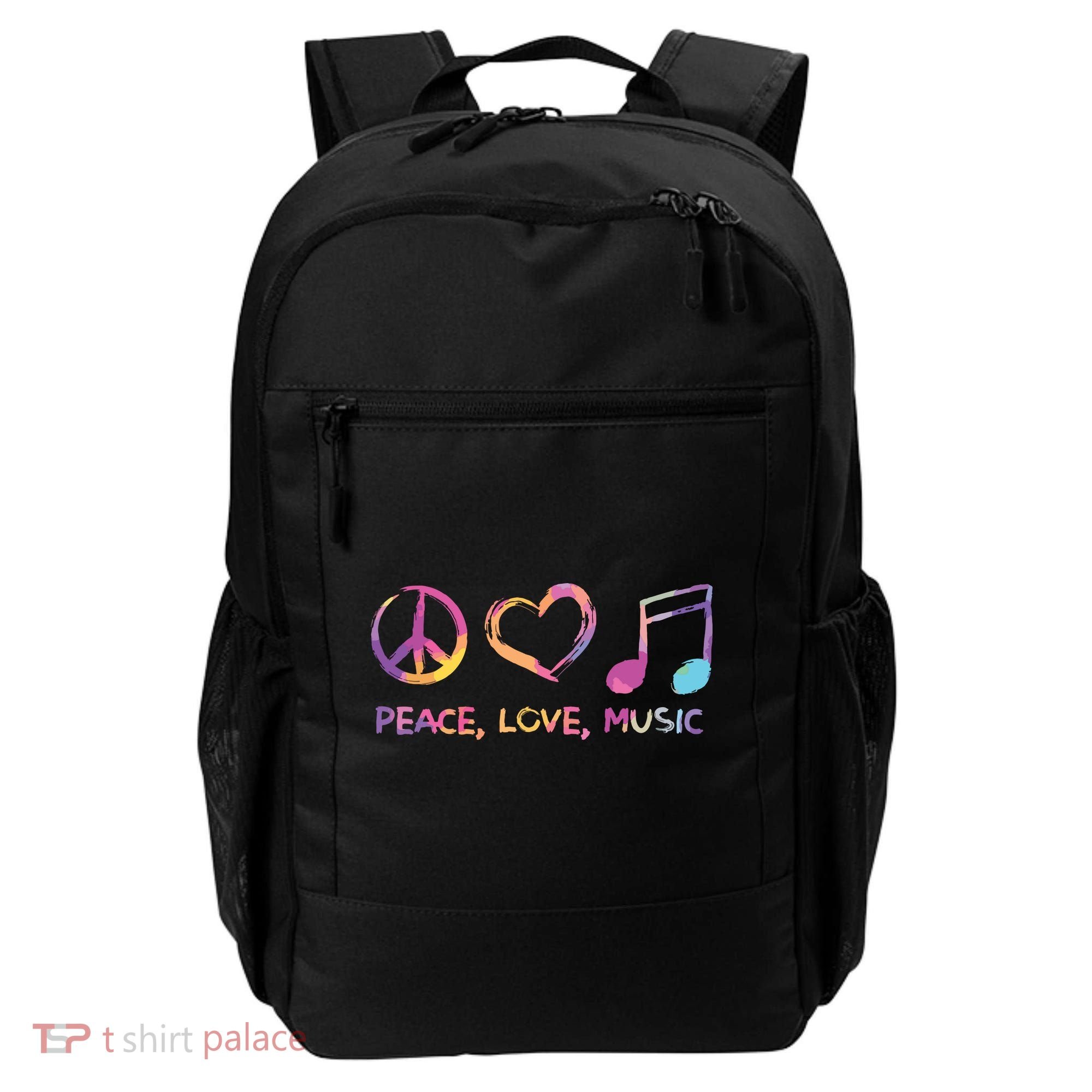 Peace Love Music Hippie Backpack