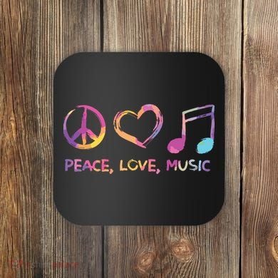 Peace Love Music Hippie Coaster