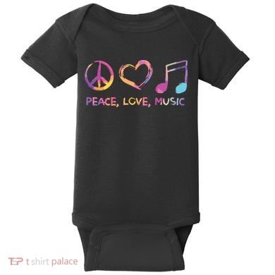 Peace Love Music Hippie Baby Bodysuit