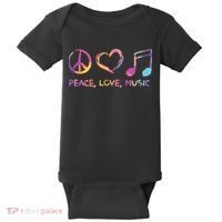 Peace Love Music Hippie Baby Bodysuit thumb 0