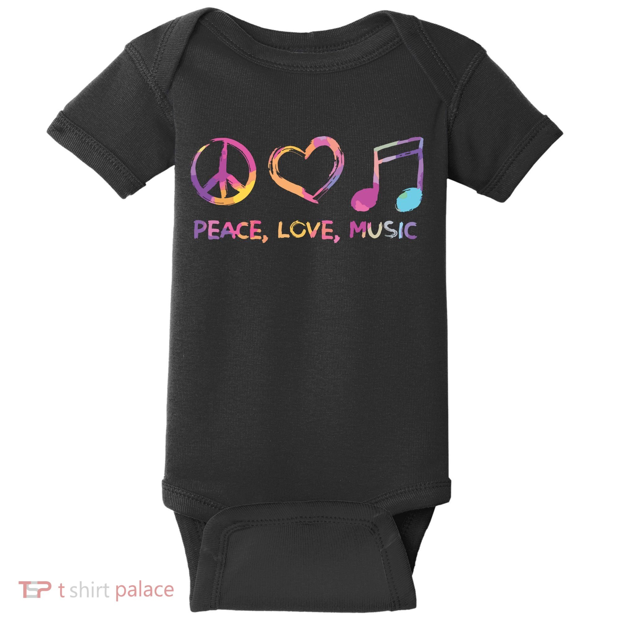 Peace Love Music Hippie Baby Bodysuit