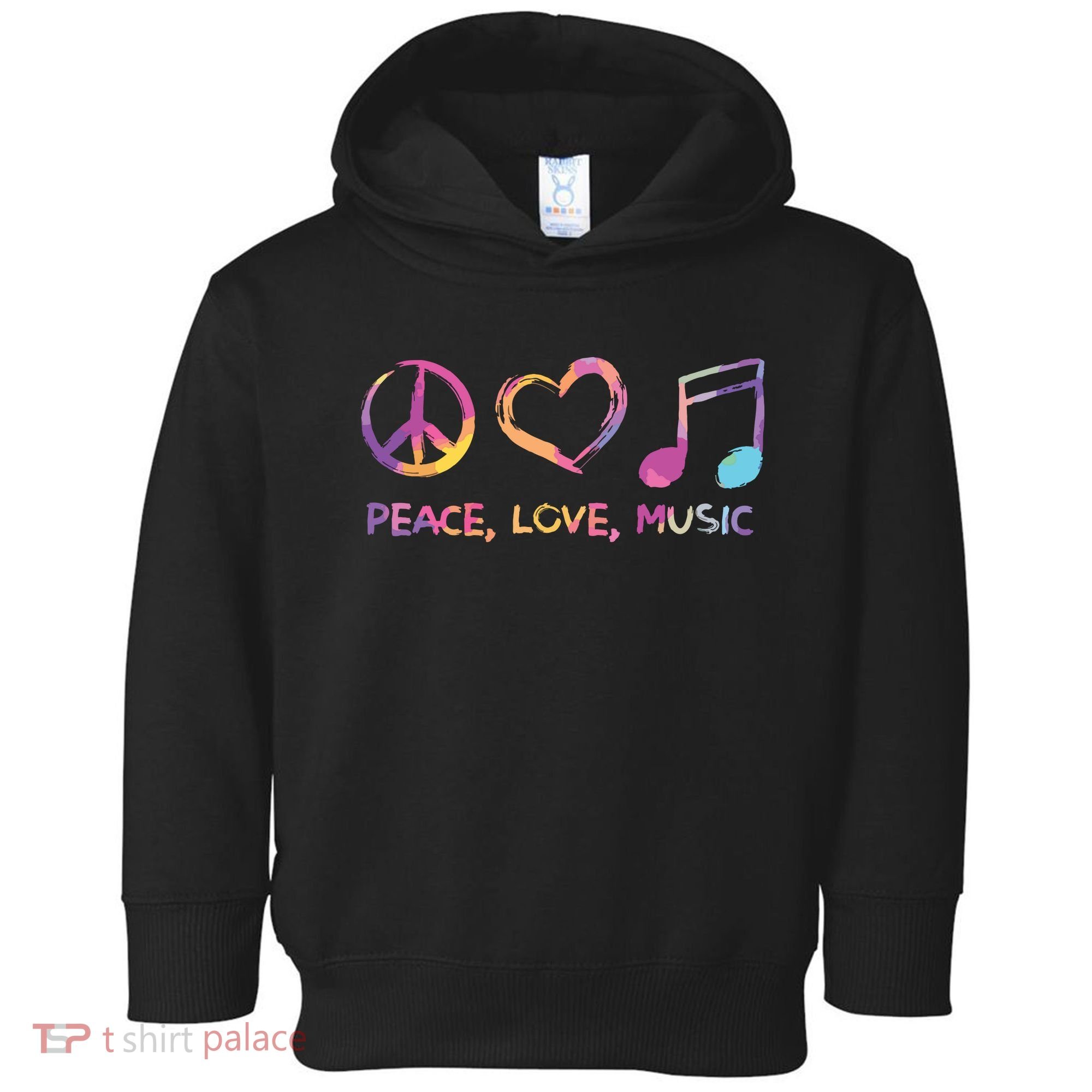 Peace Love Music Hippie Toddler Hoodie