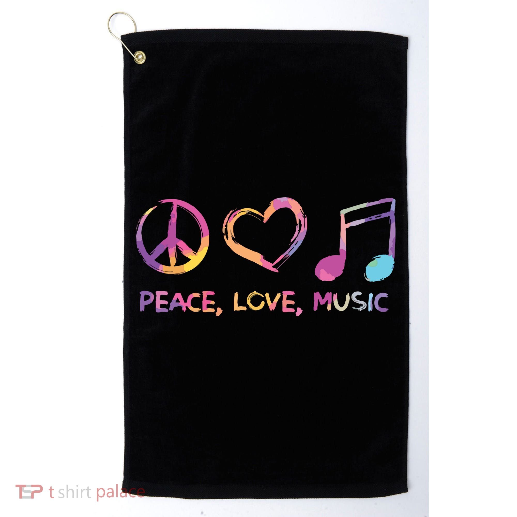 Peace Love Music Hippie Golf Towel