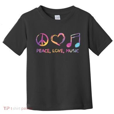 Peace Love Music Hippie Toddler T-Shirt