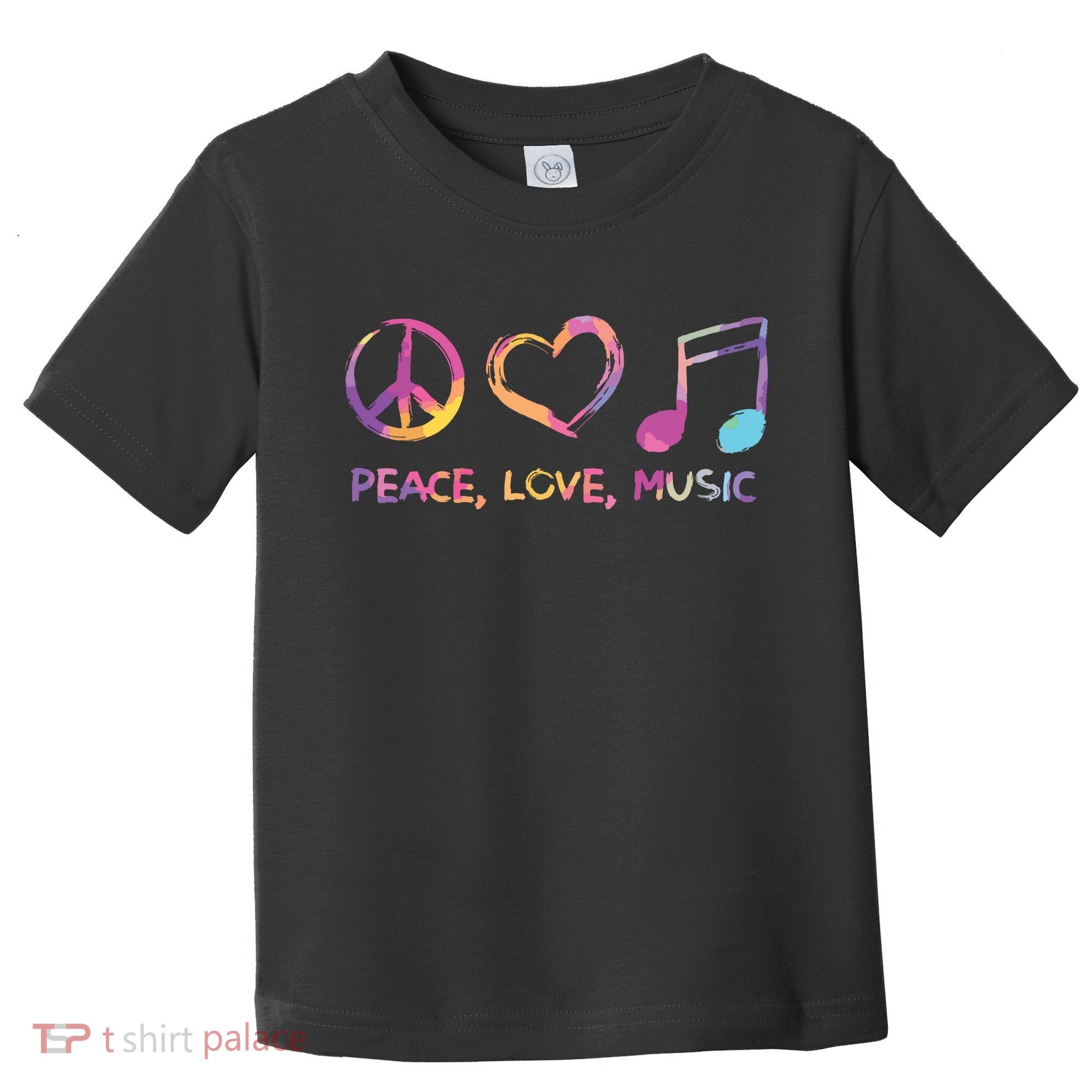 Peace Love Music Hippie Toddler T-Shirt