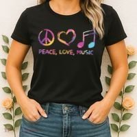 Peace Love Music Hippie Women's T-Shirt thumb 2