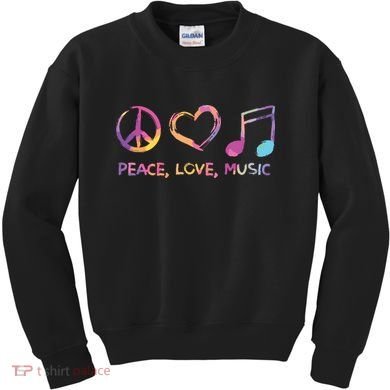 Peace Love Music Hippie Kids Sweatshirt