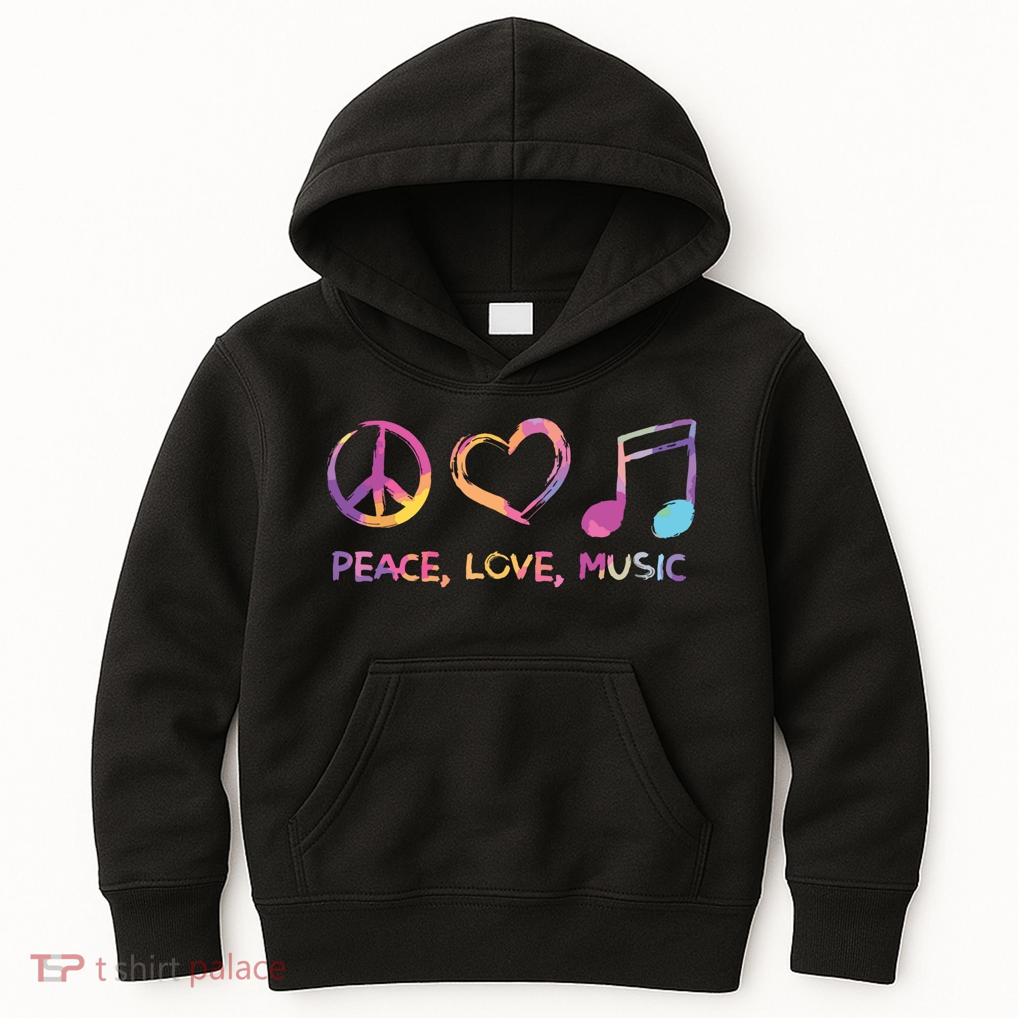 Peace Love Music Hippie Kids Hoodie