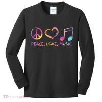 Peace Love Music Hippie Kids Long Sleeve Shirt thumb 0