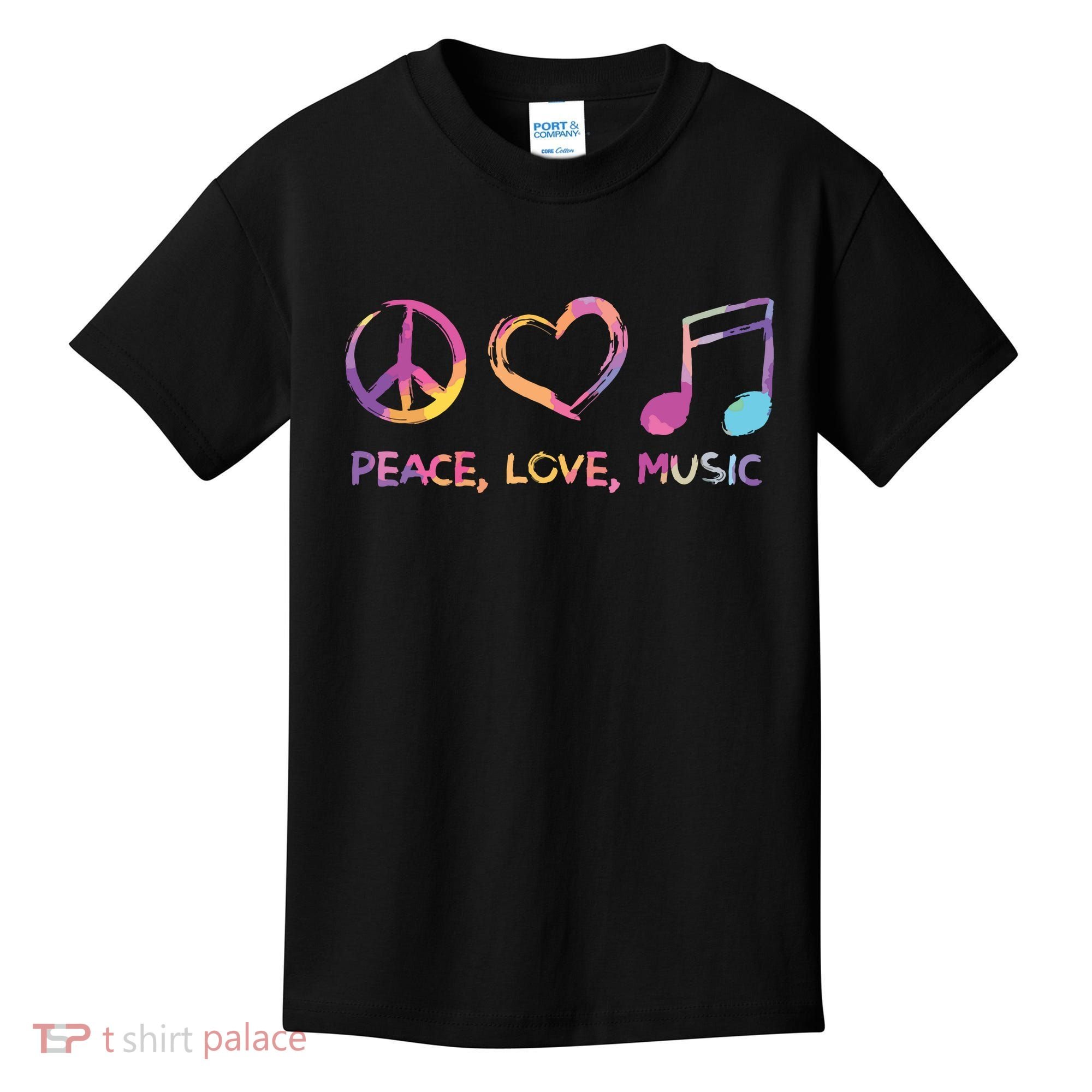 Peace Love Music Hippie Kids T-Shirt