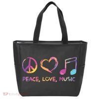 Peace Love Music Hippie Tote Bag thumb 0