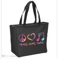 Peace Love Music Hippie Tote Bag thumb 2