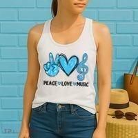 Peace Love Music Musica Note Cute Music Lovers Gifts Women's Tank Top thumb 2