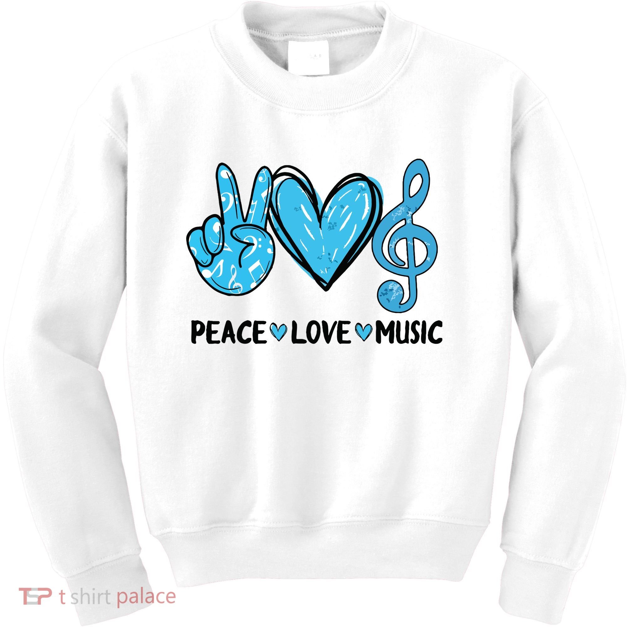 Peace Love Music Musica Note Cute Music Lovers Gifts Kids Sweatshirt