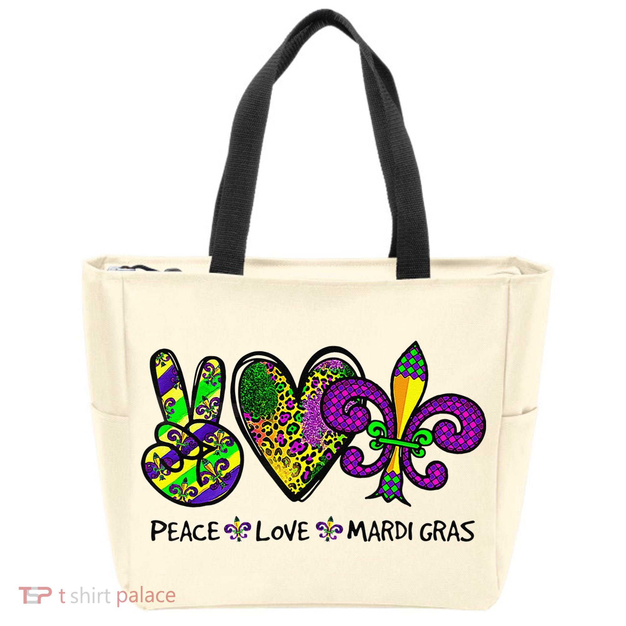 Peace Love Mardi Gras Carnival Funny Holiday Tote Bag