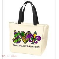 Peace Love Mardi Gras Carnival Funny Holiday Tote Bag thumb 3