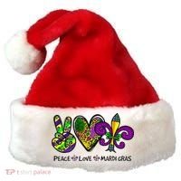 Peace Love Mardi Gras Carnival Funny Holiday Santa Hat thumb 0