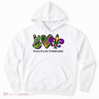Peace Love Mardi Gras Carnival Funny Holiday Hoodie