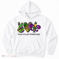 Peace Love Mardi Gras Carnival Funny Holiday Hoodie thumb 0