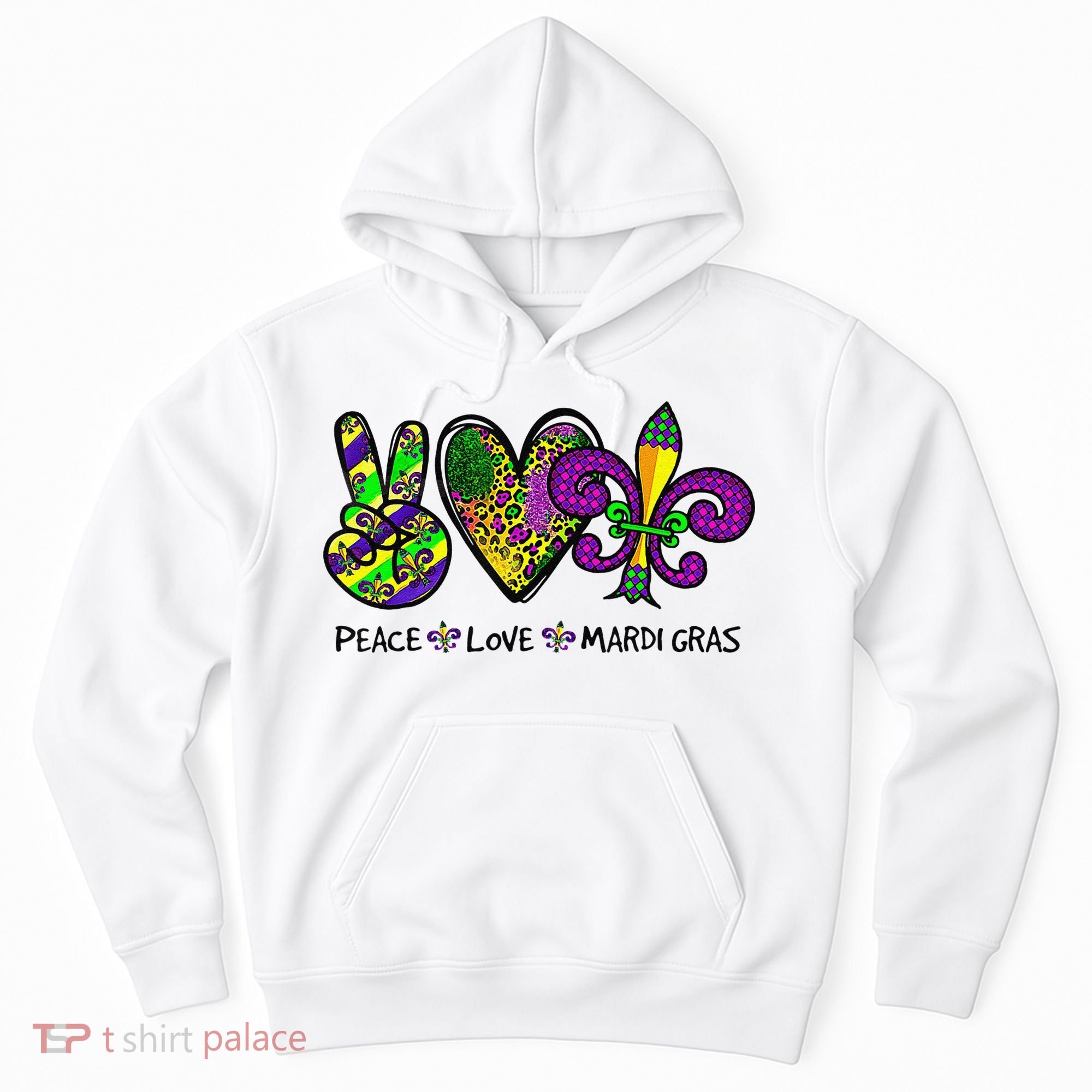 Peace Love Mardi Gras Carnival Funny Holiday Hoodie