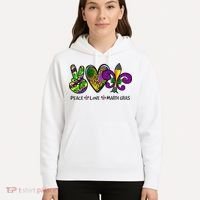 Peace Love Mardi Gras Carnival Funny Holiday Hoodie thumb 5