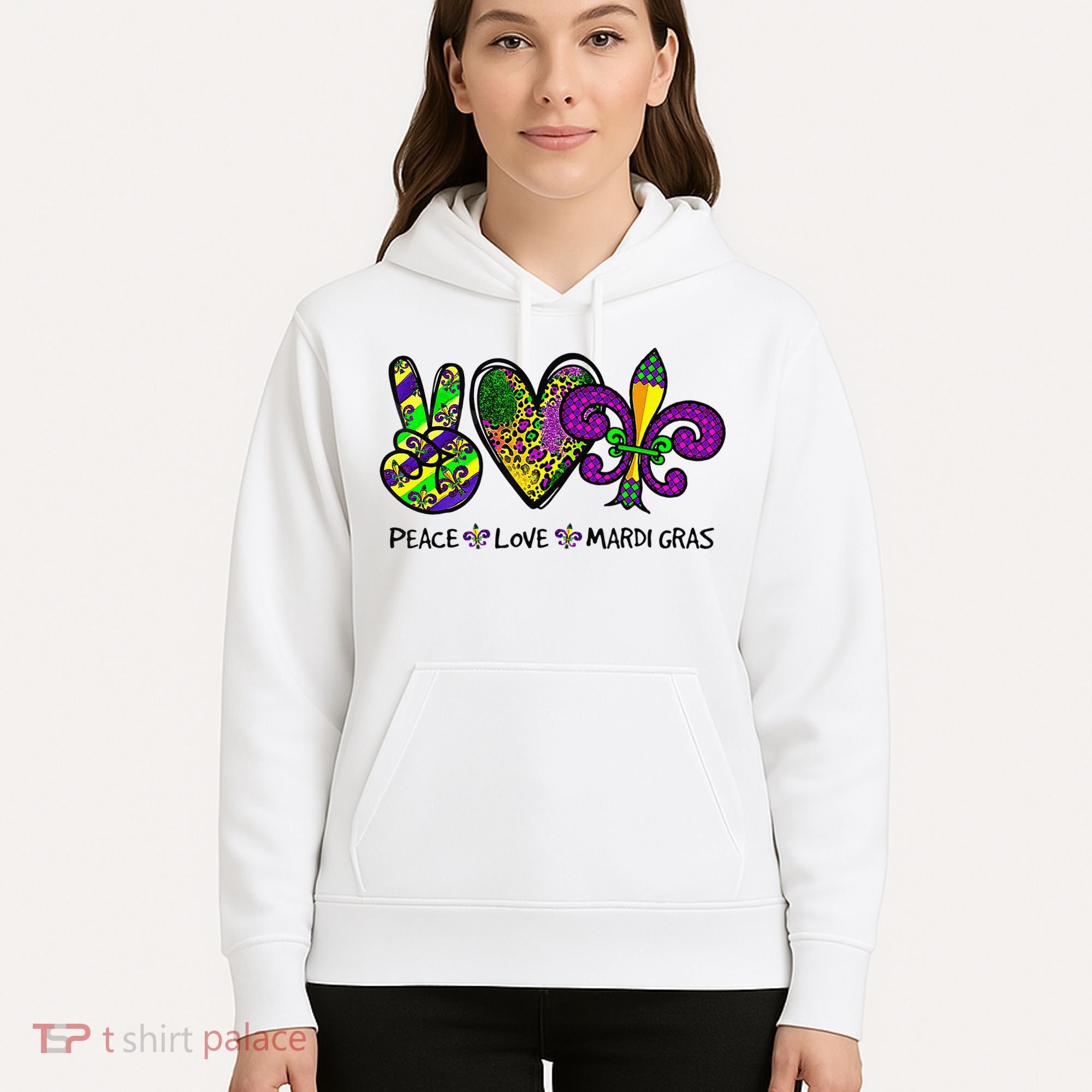 Peace Love Mardi Gras Carnival Funny Holiday Hoodie
