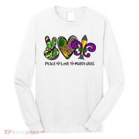 Peace Love Mardi Gras Carnival Funny Holiday Long Sleeve Shirt thumb 0