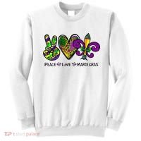 Peace Love Mardi Gras Carnival Funny Holiday Sweatshirt thumb 0