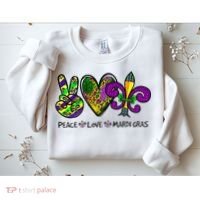 Peace Love Mardi Gras Carnival Funny Holiday Sweatshirt thumb 2