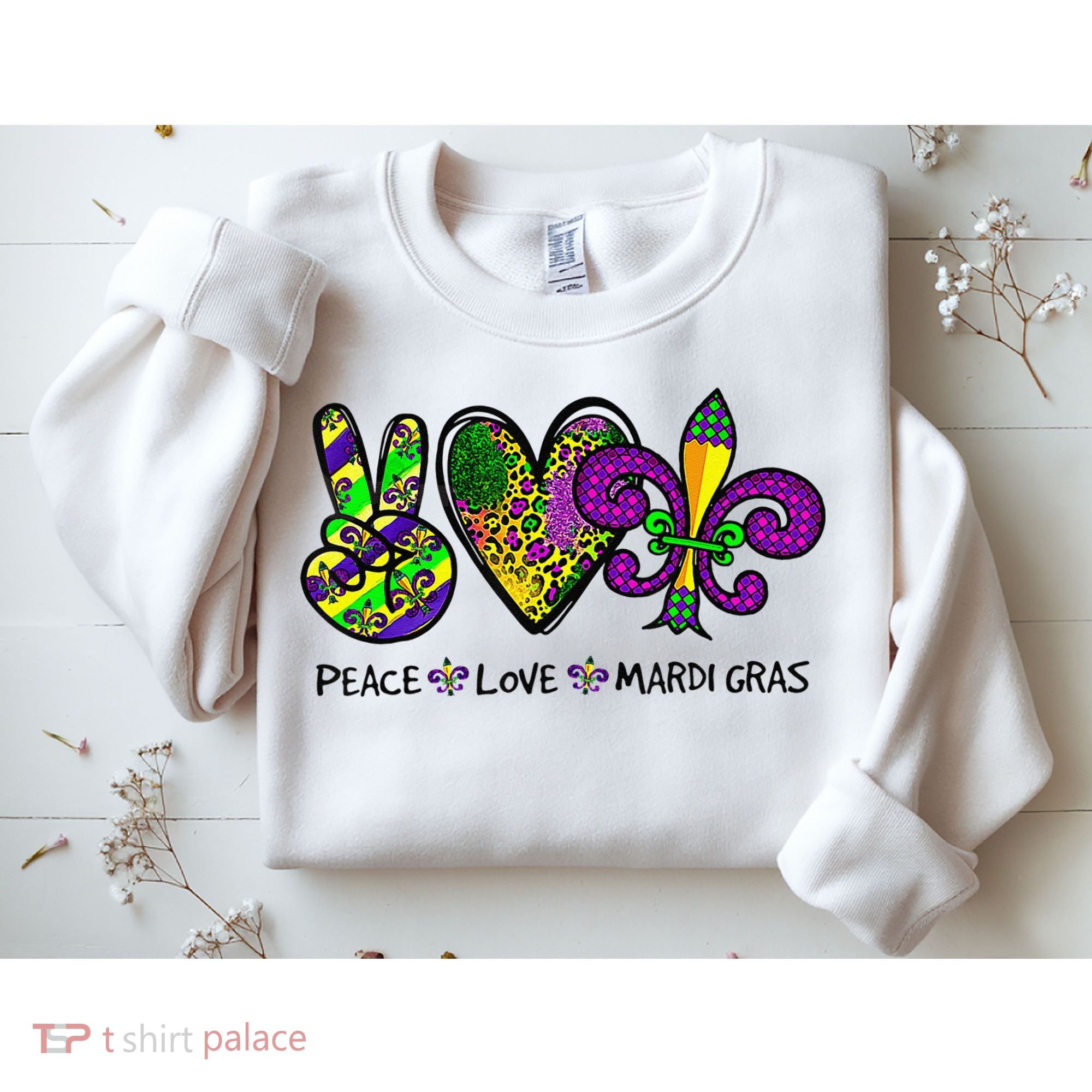 Peace Love Mardi Gras Carnival Funny Holiday Sweatshirt