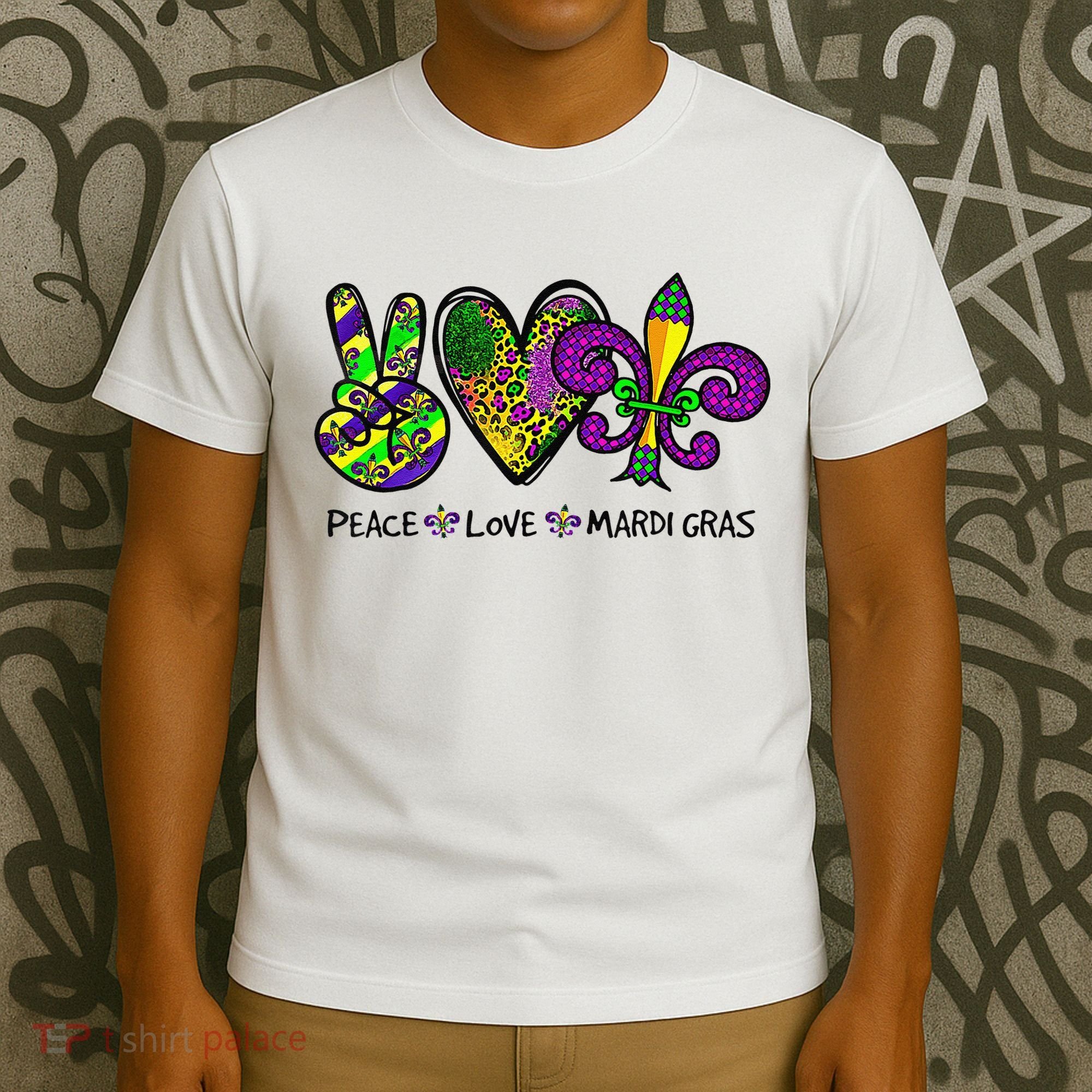 Peace Love Mardi Gras Carnival Funny Holiday T-Shirt
