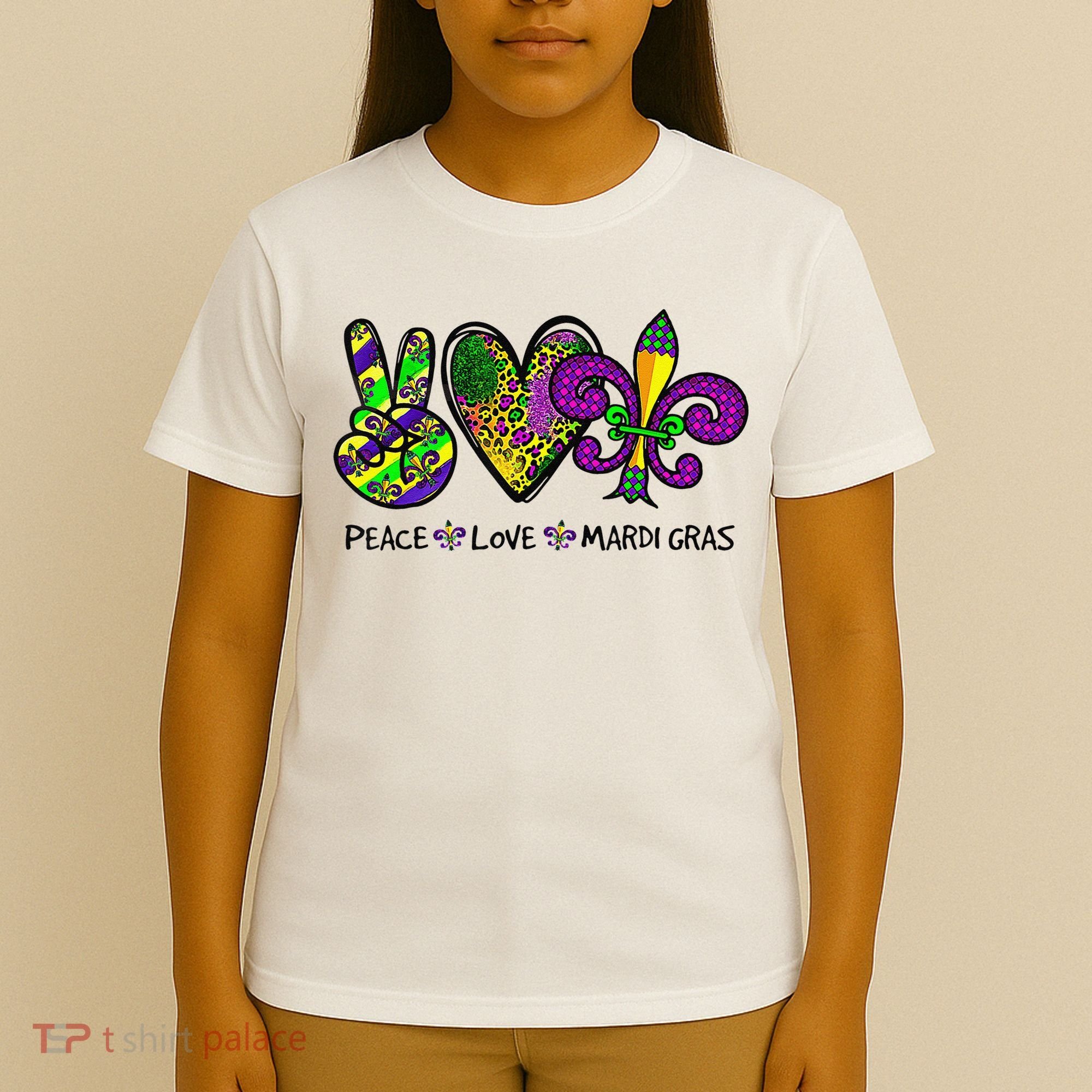 Peace Love Mardi Gras Carnival Funny Holiday T-Shirt